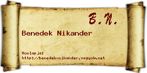 Benedek Nikander névjegykártya